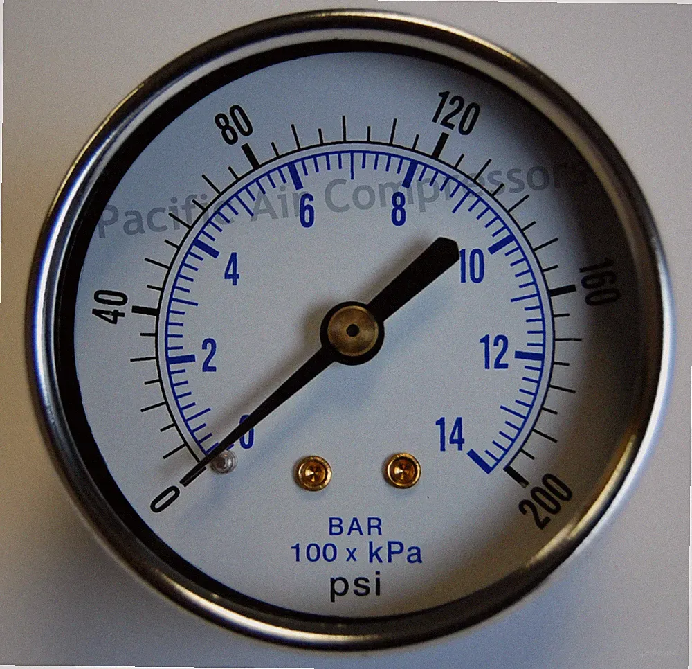 INGERSOLL RAND 81296253 0-200 PSI 1/4" NPT 2-1/2" DIAL BACKMOUNT PRESSURE GAUGE