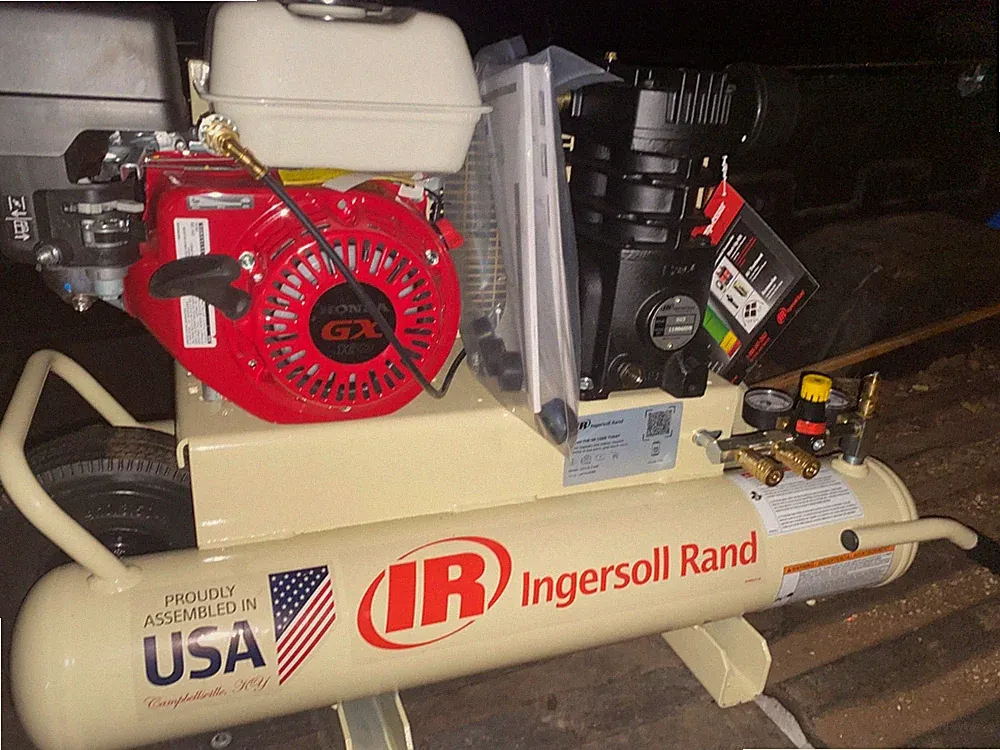 INGERSOLL RAND PORTABLE GAS-POWERED AIR COMPRESSOR UNPACKED- NEVER USED