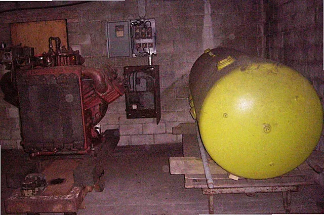 Ingersoll-Rand Two Stage Air Cooled Compressor Mod 50-M w/Air Tank & Breaker Box